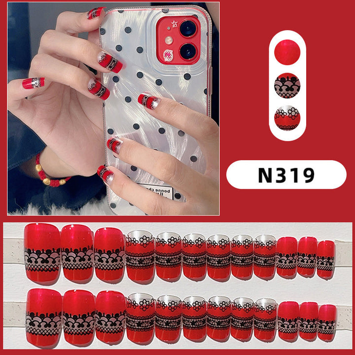 Floral Pattern Press-On Nail Set