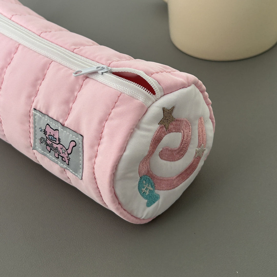 Quilted Cat-Themed Pen Case