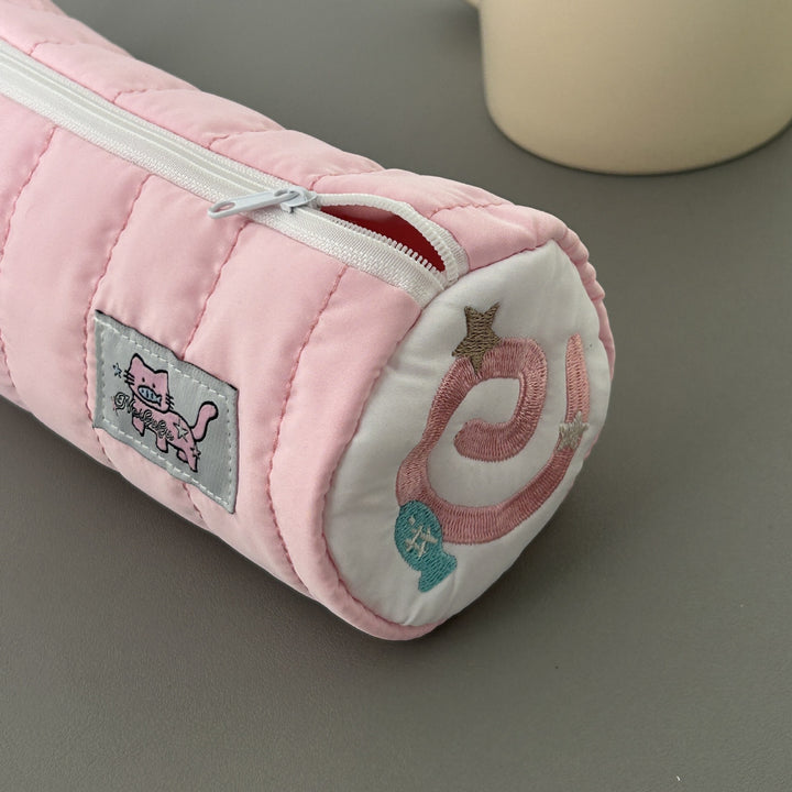 Quilted Cat-Themed Pen Case