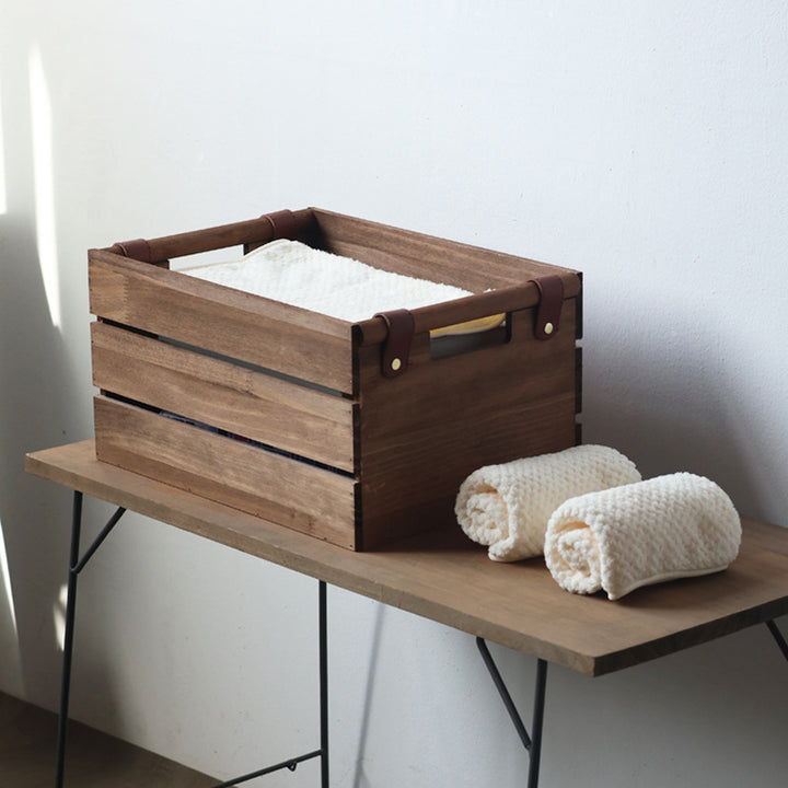 Elegant storage basket made of solid wood Kalsten