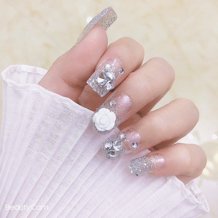Glamorous Rhinestone-Embellished Press-On Nail Tips