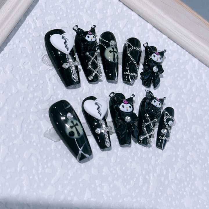 Gothic-Inspired Decorative Press-On Nail Art Set