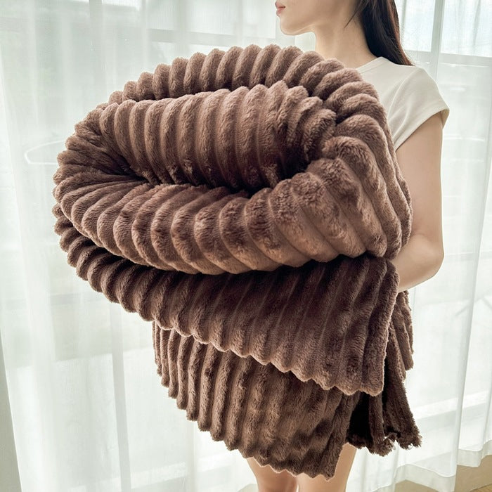 Plush Ribbed Throw Blanket