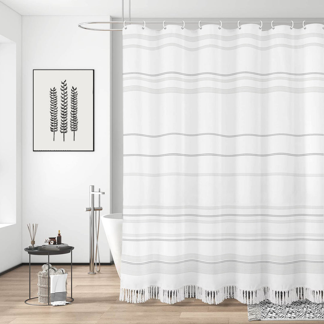 Textured Fringe Shower Curtain Kalsten