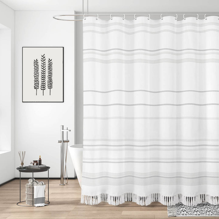 Textured Fringe Shower Curtain Kalsten