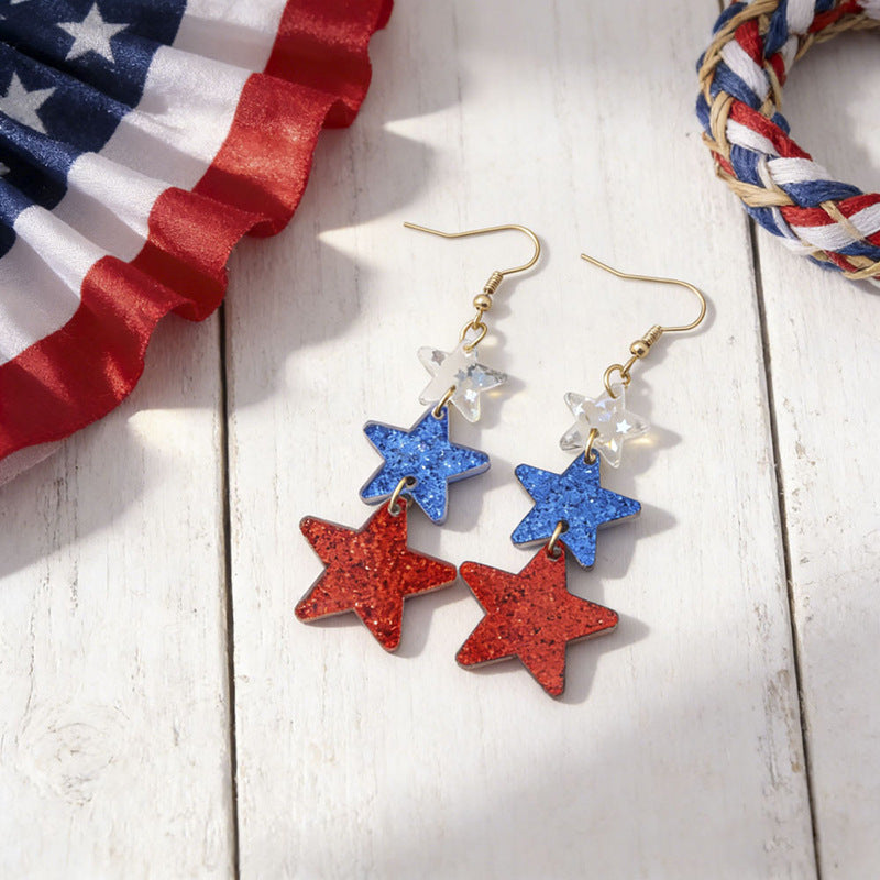 Ladies nan statement earrings with bow shape and American flag pendant Kalsten