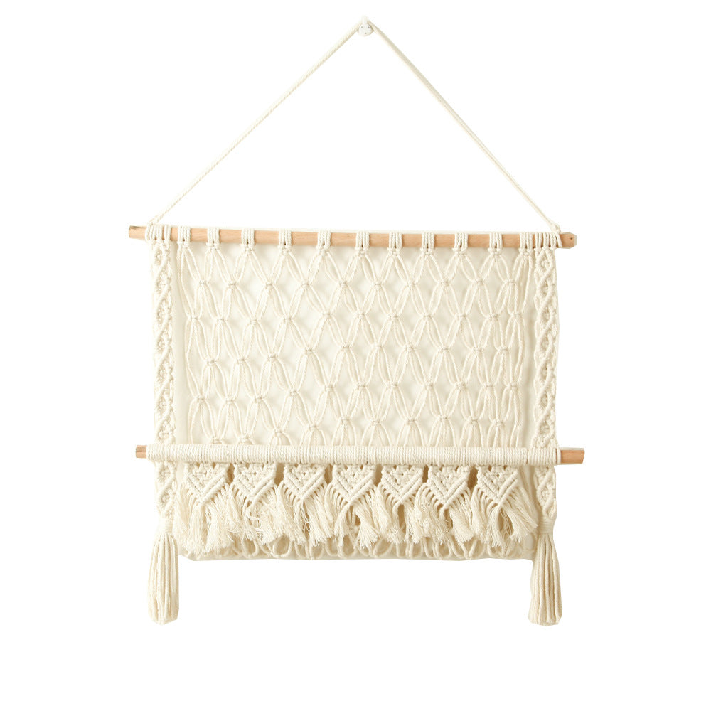 Macrame Wall Hanging with Natural Wood Accents Kalsten
