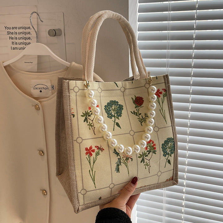 Embroidered Floral Patterned Tote Bag