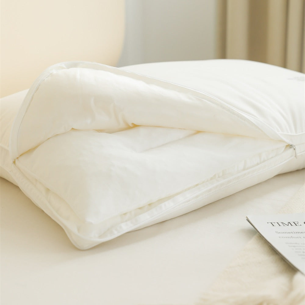 Pillow set with removable topper and washable zip cover