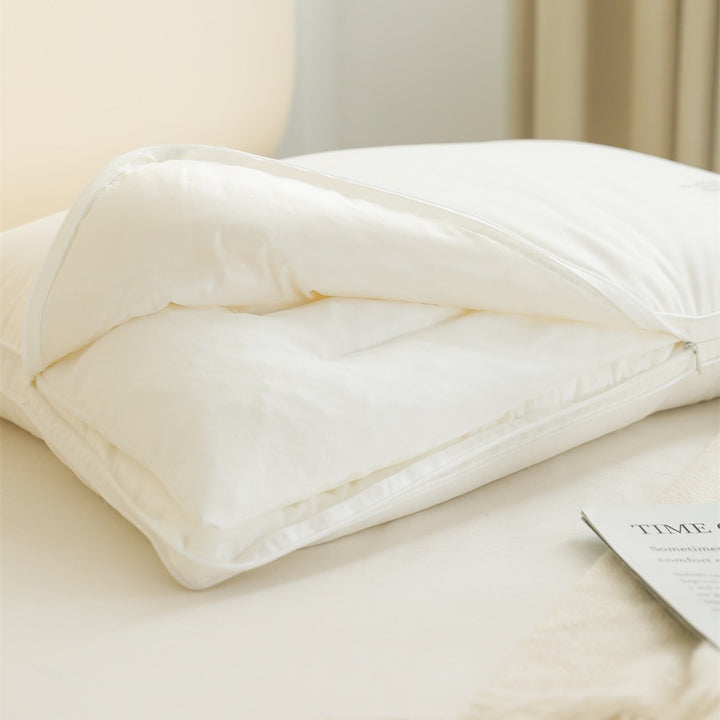 Pillow set with removable topper and washable zip cover