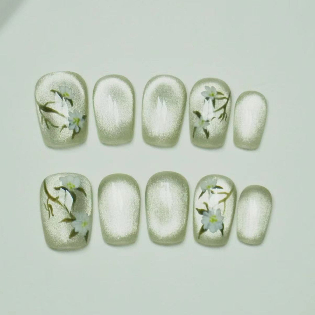 Artistic Floral Press-On Nails