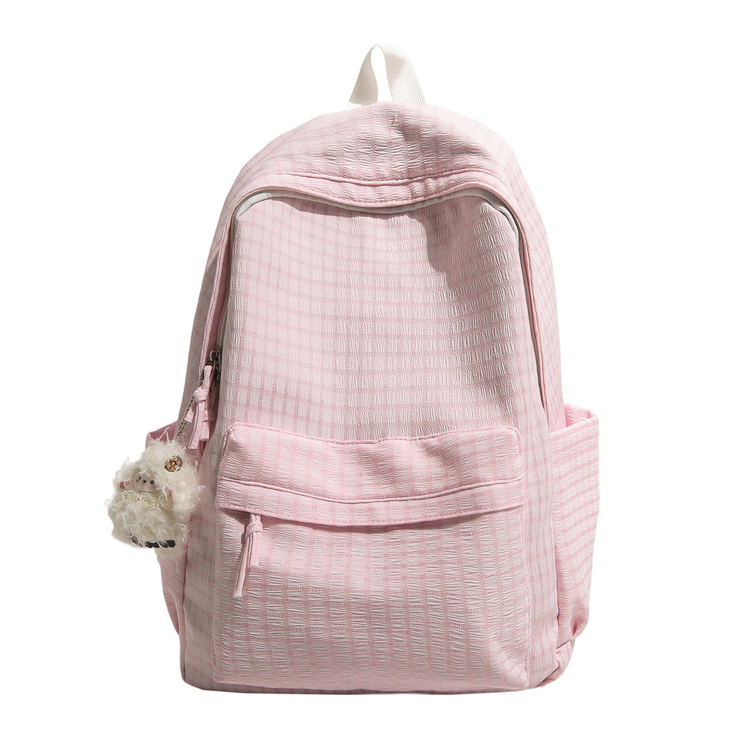 Checkered Patterned Multi-Pocket Backpack kalsten