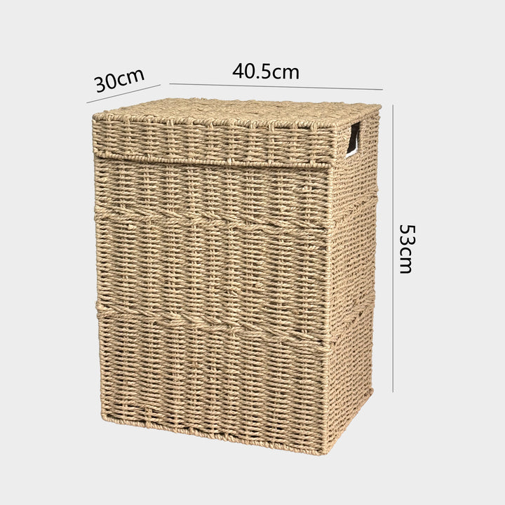 High-quality laundry basket with lid and natural weave Kalsten