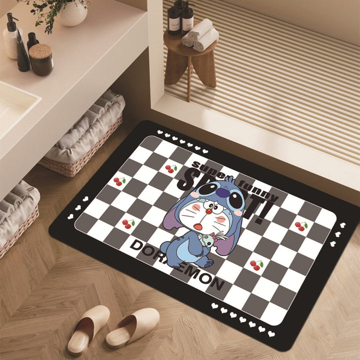 Cartoon Dinosaur-Themed Bathroom Mat