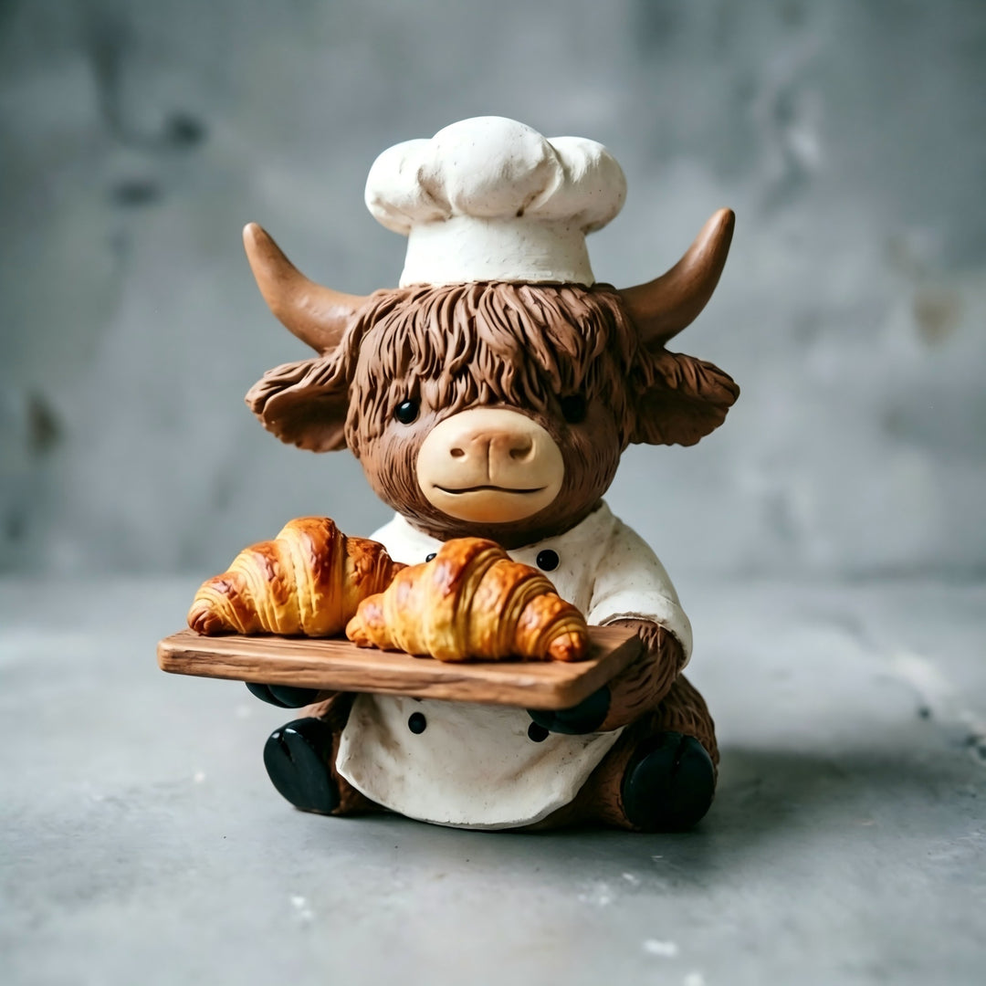 Decorative Highland Cattle Figure in Chef Outfit Kalsten