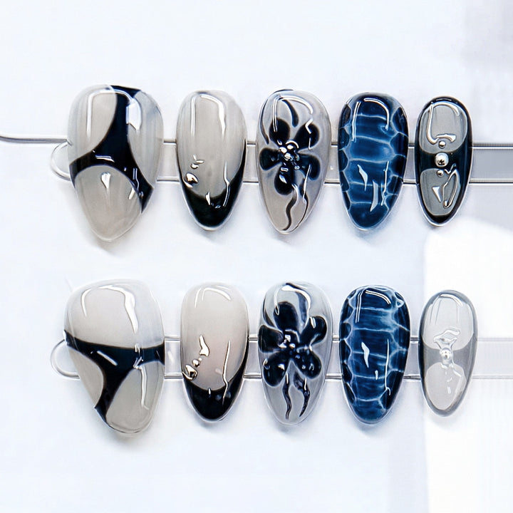 Elegant Press-On Nail Art Set with Creative Design Kalsten