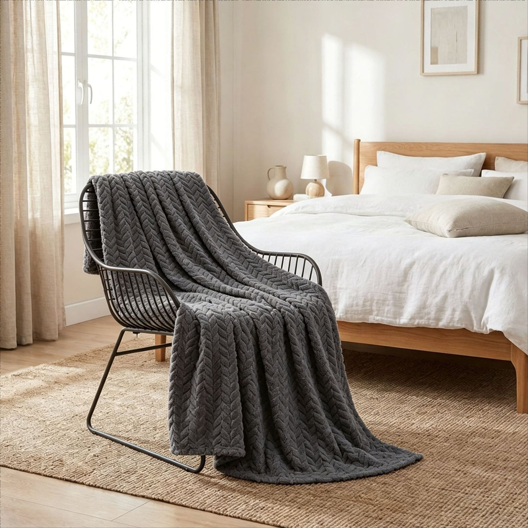 Chevron Patterned Plush Throw Blanket