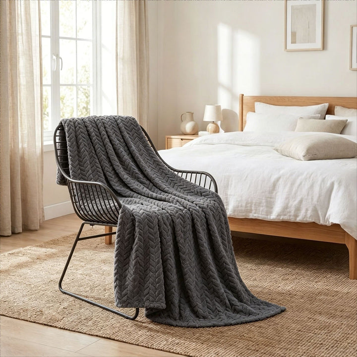 Chevron Patterned Plush Throw Blanket