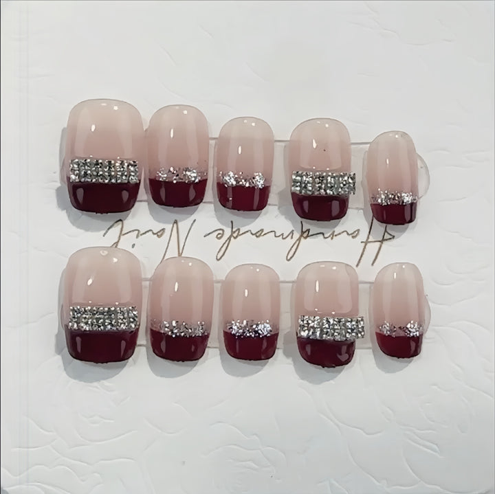 Rhinestone Accent Press-On Nails Kalsten