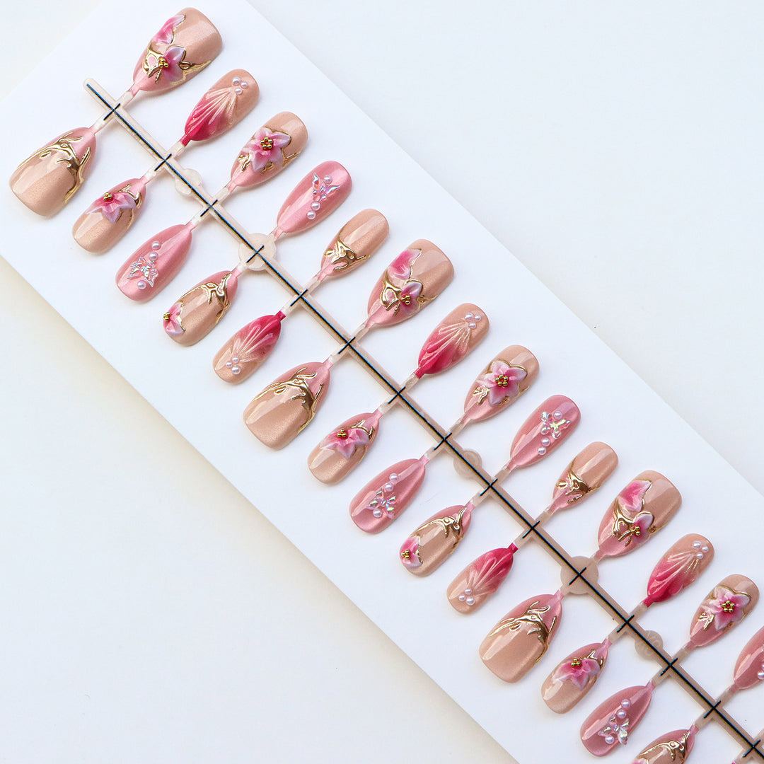 Artistic Floral Press-On Nail Collection