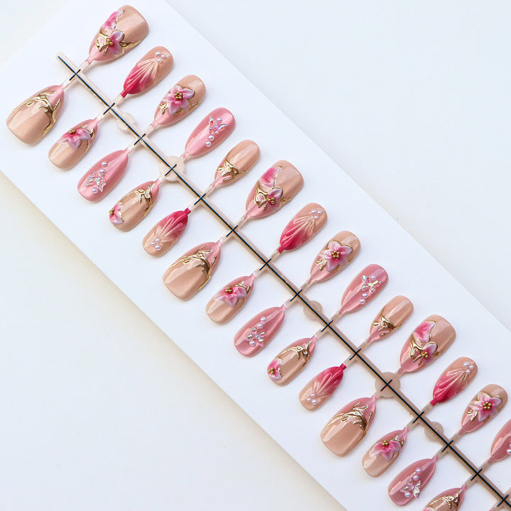 Artistic Floral Press-On Nail Collection