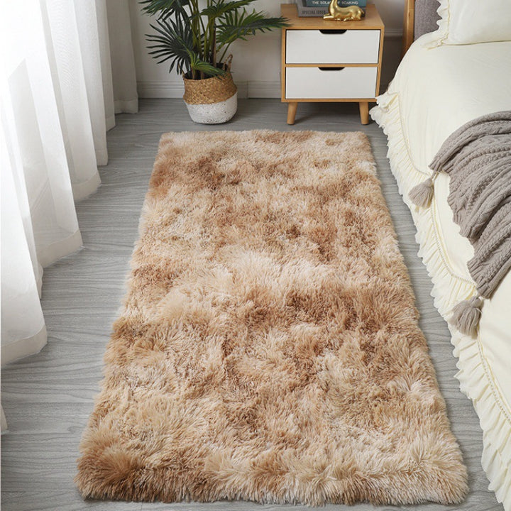 Plush Long-Pile Shag Area Runner Rug With Anti-Slip Backing And Faux Sheepskin Texture