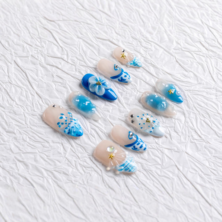 Artistic Floral Decorative Press-On Nail Set