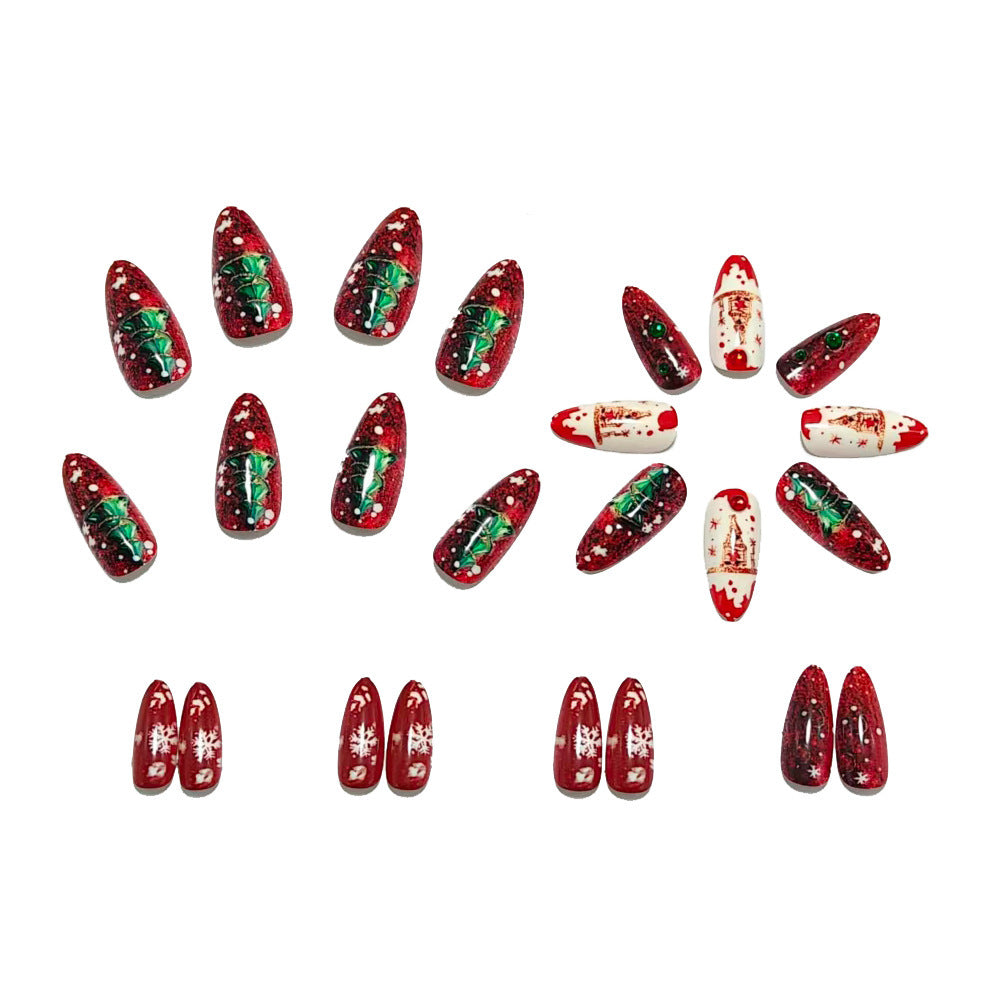 Artificial nails with festive Christmas design and glitter accents Kalsten