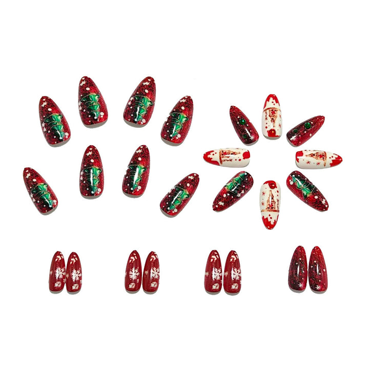 Artificial nails with festive Christmas design and glitter accents Kalsten