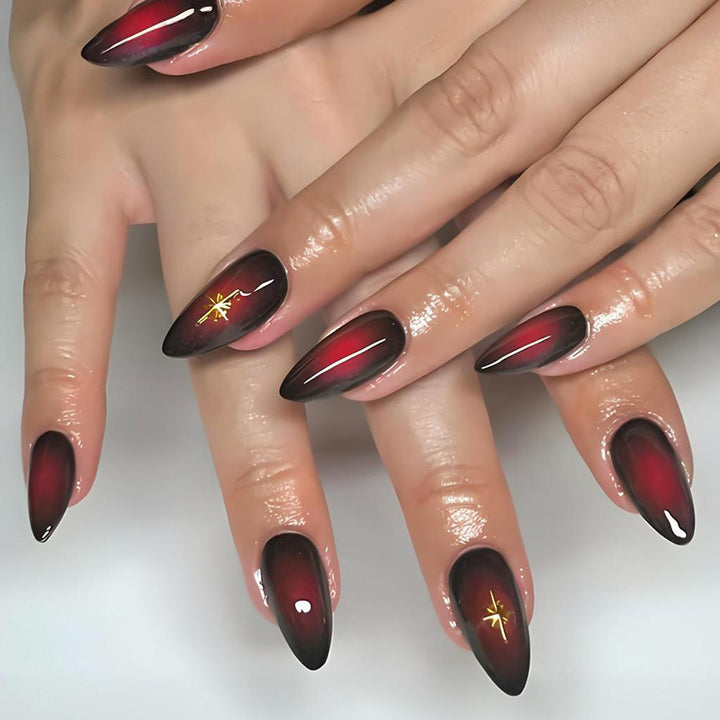 Artificial nail set with elegant gradient and glitter details Kalsten