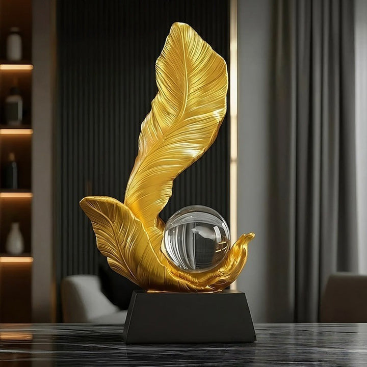 Decorative Golden Leaf Sculpture for Home Decor