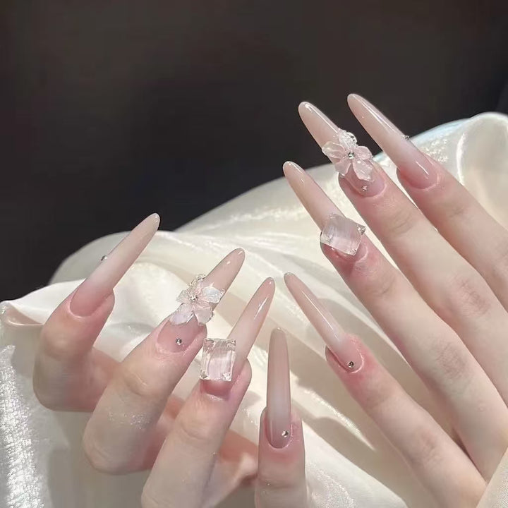 Glamorous Crystal-Studded Stiletto Press-On Nails Kalsten
