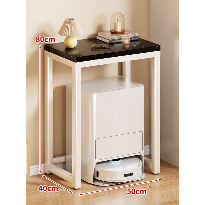Marble Top Gold Metal Console Stand for Robot Vacuum Dock and Entryway Organizer