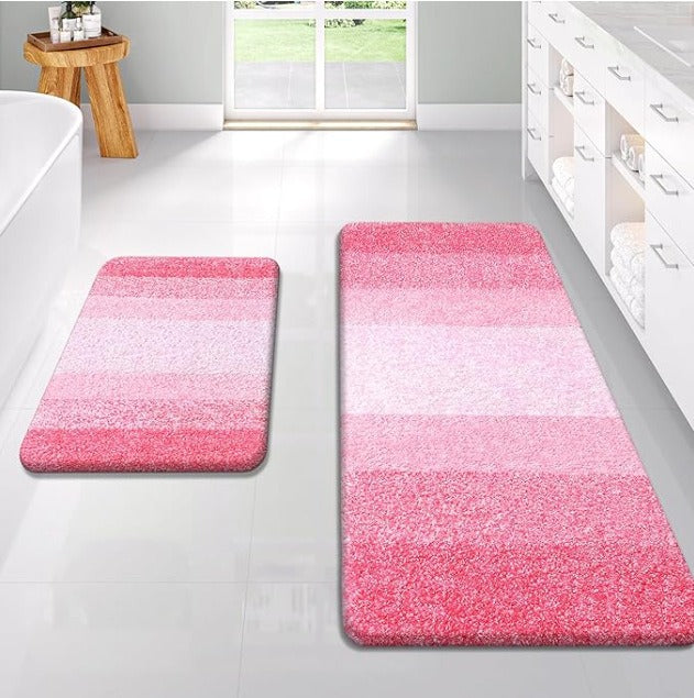 Soft Striped Bath Mat Set