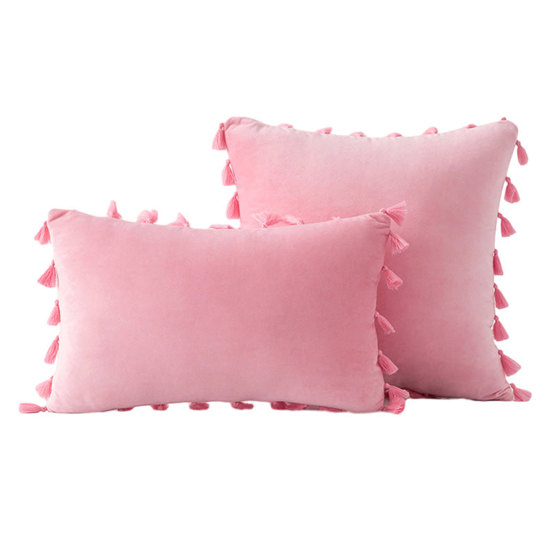 Velvet Tassel-Trim Square and Lumbar Decorative Pillow Set