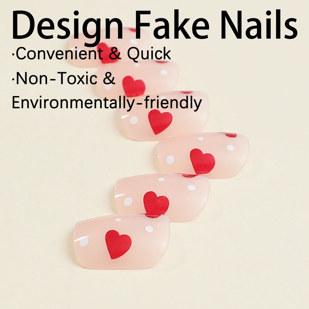 Nail art set with playful heart design Kalsten