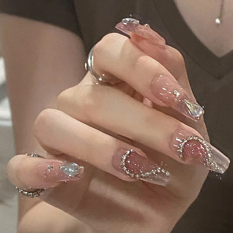 Decorative Press-On Nail Set with Elegant Gemstone Accents Kalsten