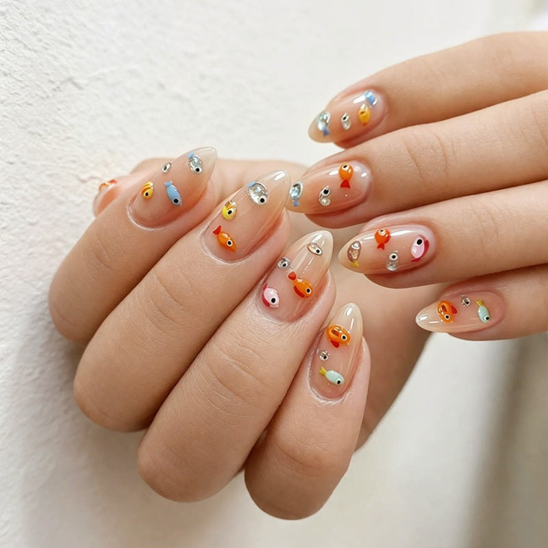 Artificial nail set with playful fish designs Kalsten