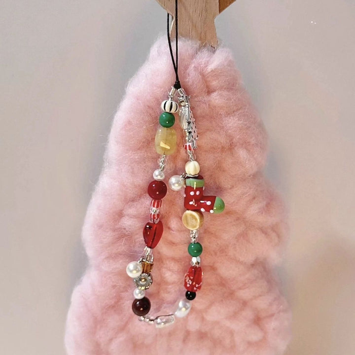 Christmas-Themed Beaded Charm Phone Lanyard Kalsten