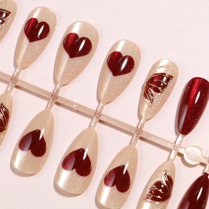 Artistic Heart-Accented Press-On Nail Set Kalsten