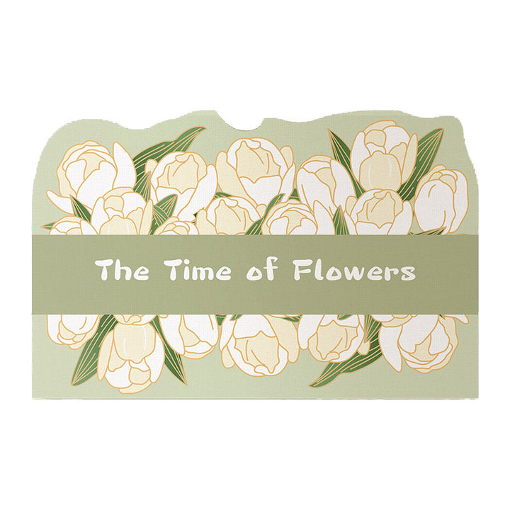 Absorbent Non-Slip Entrance Doormat with Tulip Illustration and 'The Time of Flowers' Typography