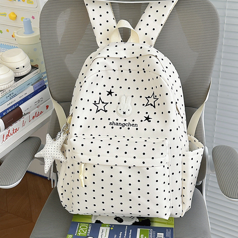 Playful Polka Dot Bunny-Themed Backpack Kalsten