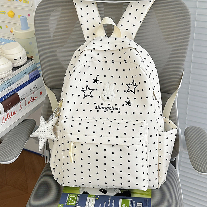 Playful Polka Dot Bunny-Themed Backpack Kalsten