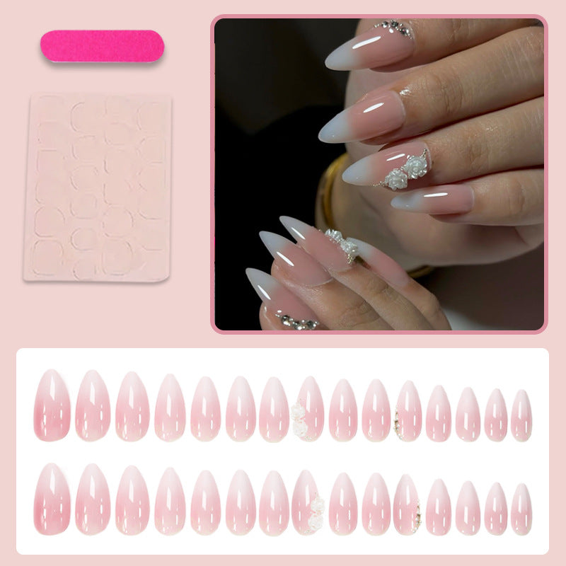 Acrylic nail set with elegant rose decorations Kalsten