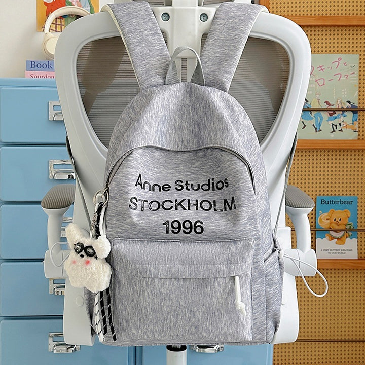 Casual Lightweight Backpack with Cute Plush Charm Kalsten