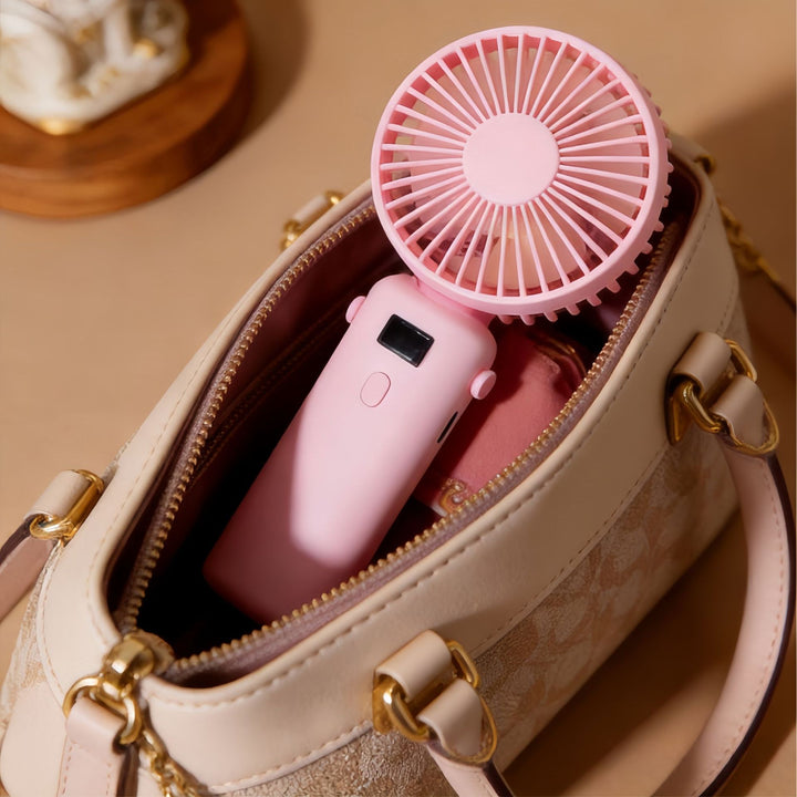 Portable USB Hand Fan with Digital Speed Display and Flexible Holder Kalsten