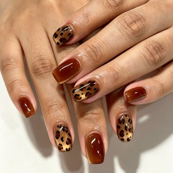 Decorative Leopard Print Nail Enhancements