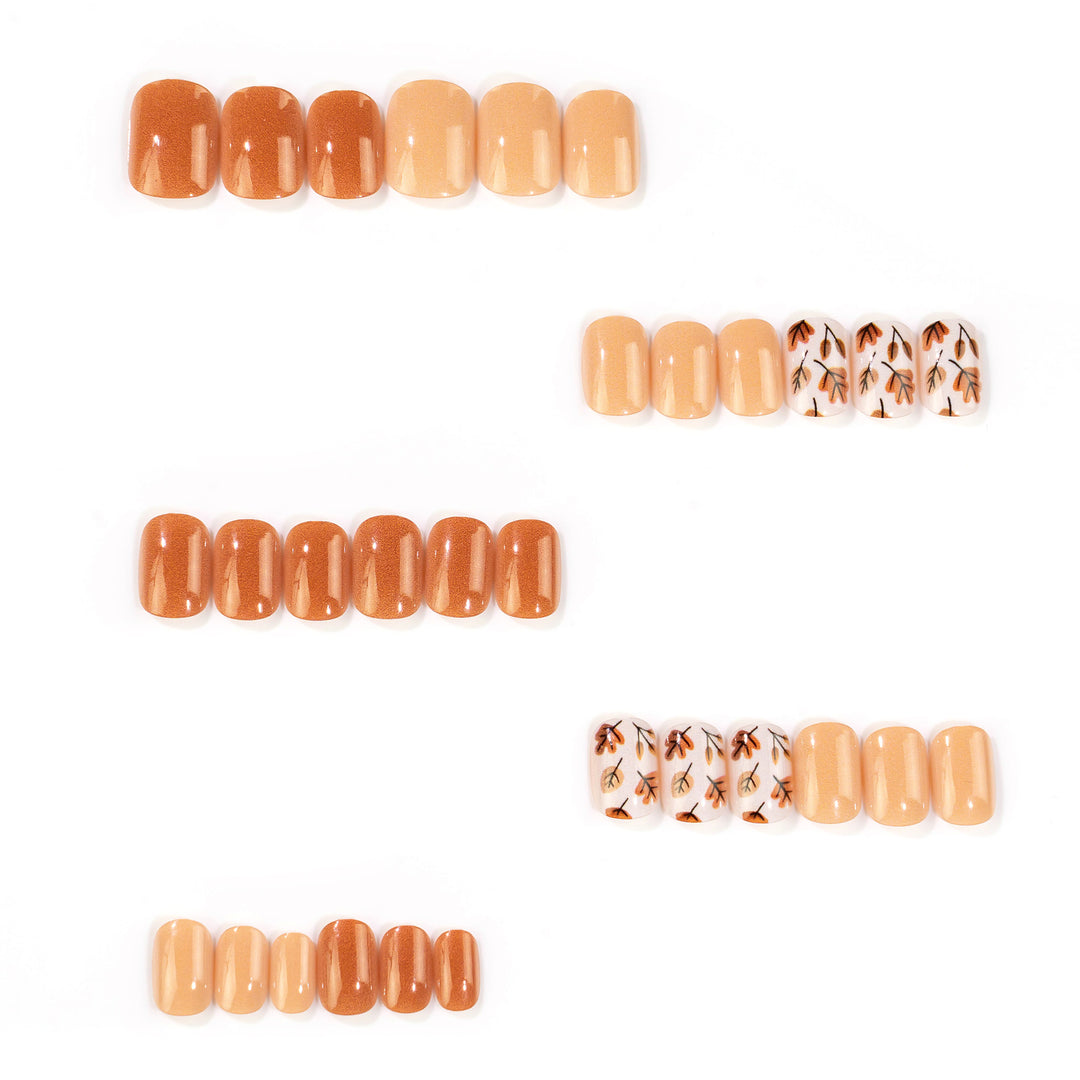 Autumn-Inspired Press-On Nail Art Set