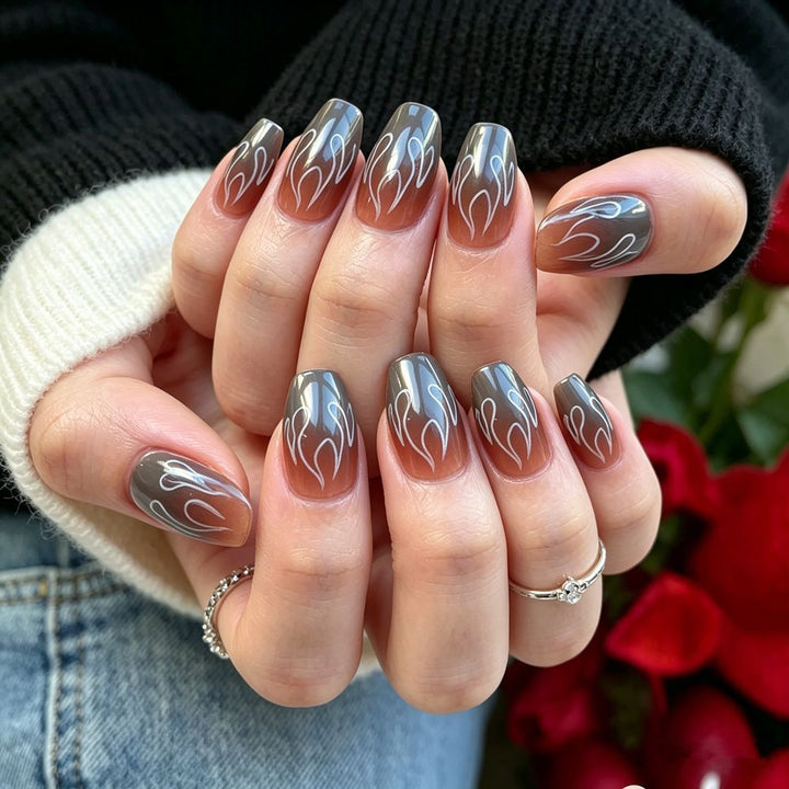 Abstract Flame Design Press-On Nails