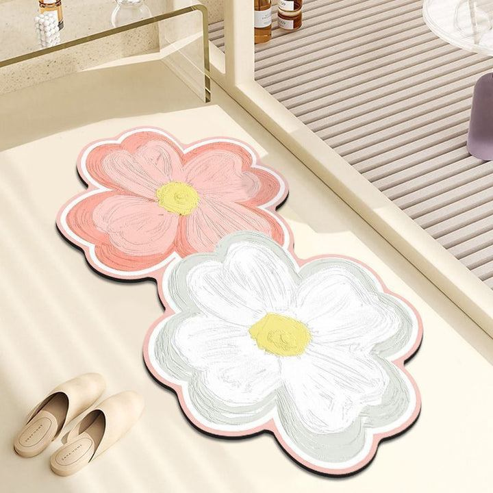 Decorative Floral Pattern Bath Mat for Bathrooms